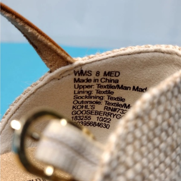 NWT SONOMA ECO ORTHOLITE COMFORT FOAM INSOLES GOLD GLITTERY ESPADRILLE SANDAL 8M - Picture 6 of 8